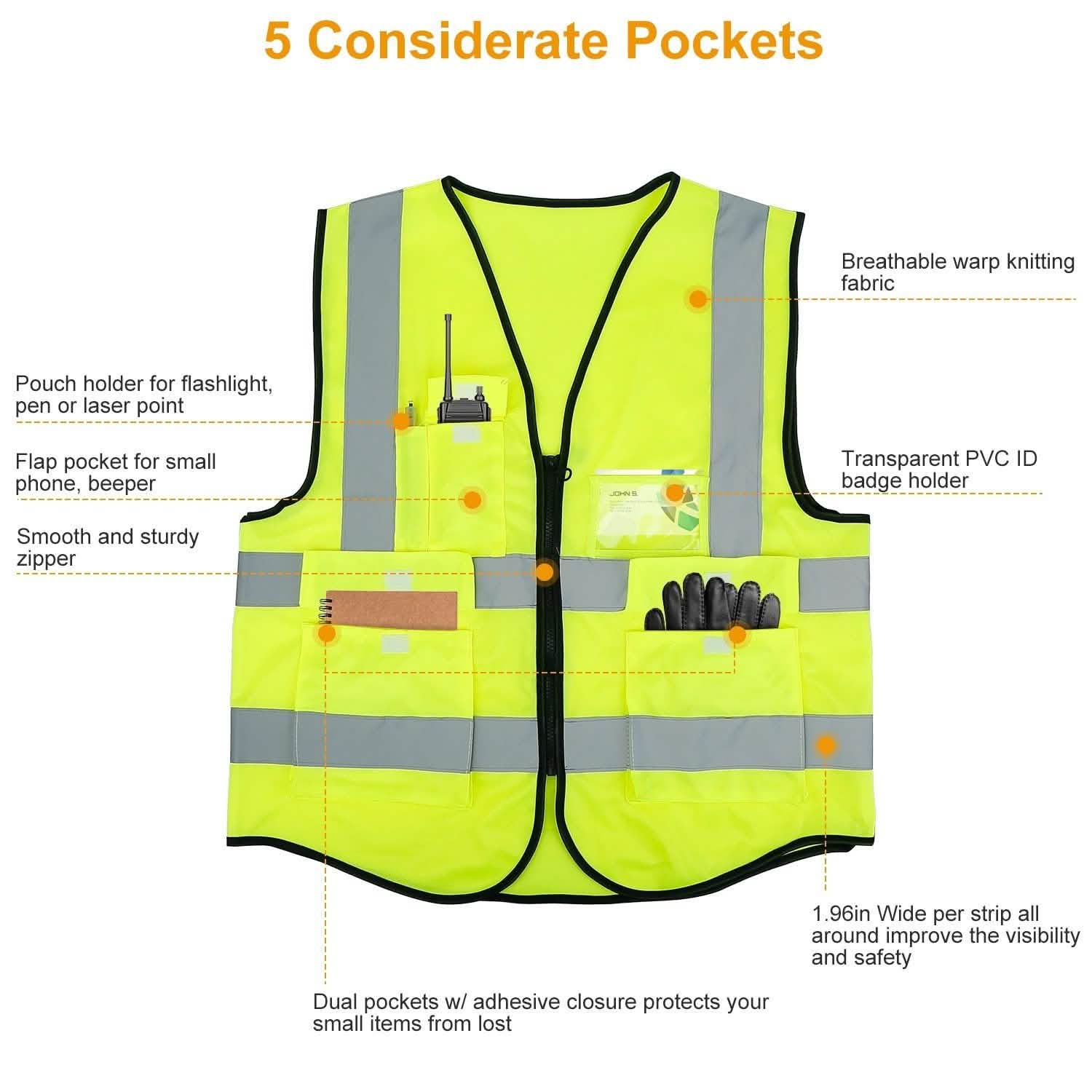 Reflective Safety Vest High Visible Waistcoat Outdoor Recreation - Tophatter Daily Deals