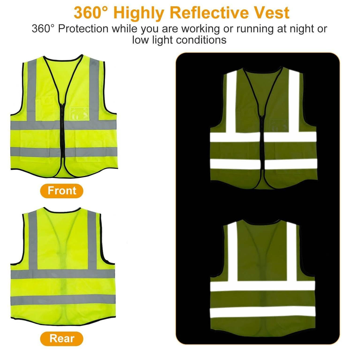 Reflective Safety Vest High Visible Waistcoat Outdoor Recreation - Tophatter Daily Deals