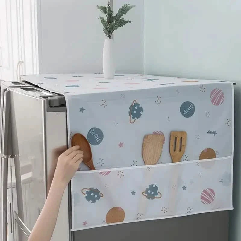 Refrigerator and Washing Machine Dust Covers with Pockets Planet Furniture & Decor - Tophatter Daily Deals