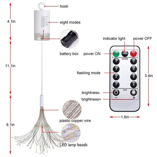 Remote Control Waterproof Christmas Fireworks LED String Lights LED String Lights - Tophatter Daily Deals