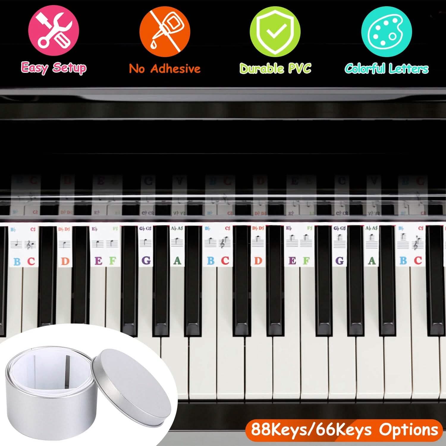 Removable PVC Piano Keyboard Stickers Toys & Games - Tophatter Daily Deals