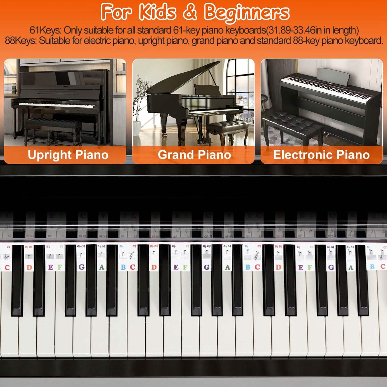 Removable PVC Piano Keyboard Stickers Toys & Games - Tophatter Daily Deals