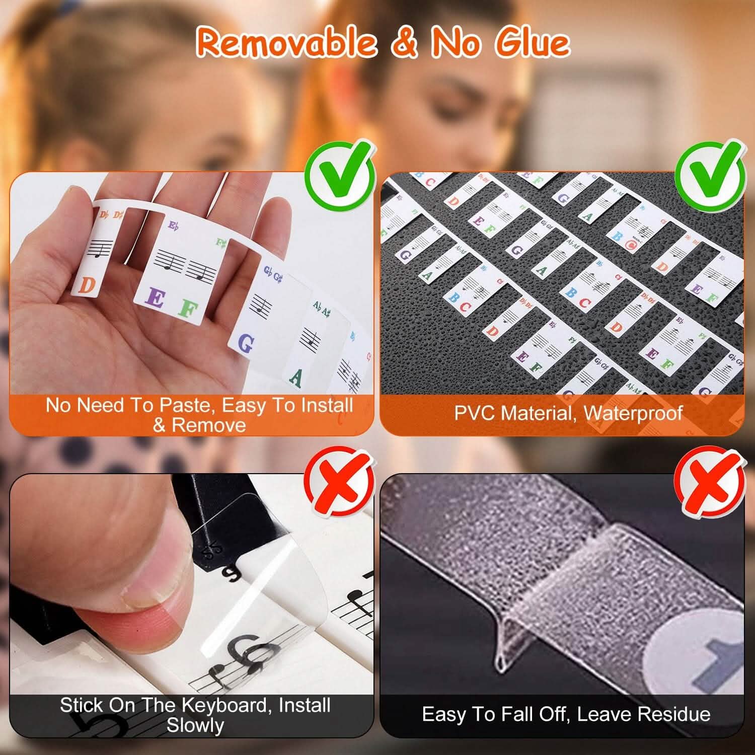 Removable PVC Piano Keyboard Stickers Toys & Games - Tophatter Daily Deals