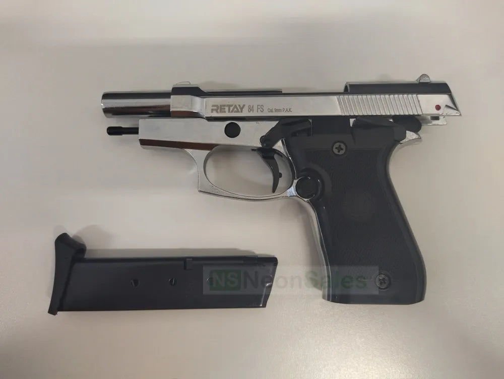 RETAY 84FS BLANK GUN - SHINY CHROME - Tophatter's Army Deals BLANK GUNS - Tophatter Daily Deals