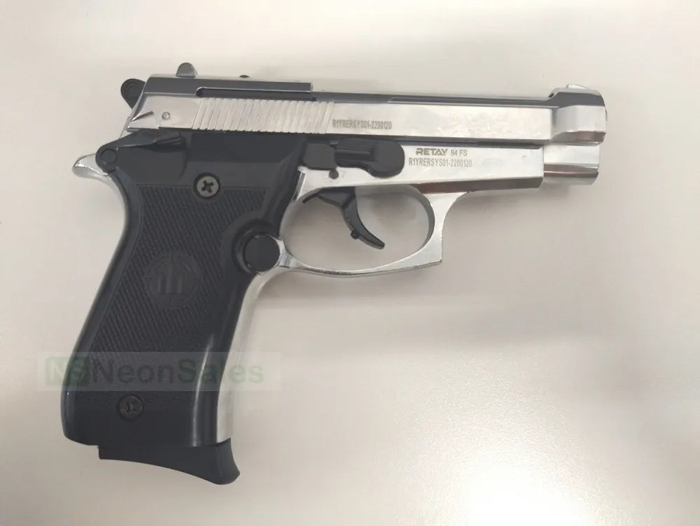 RETAY 84FS BLANK GUN - SHINY CHROME - Tophatter's Army Deals BLANK GUNS - Tophatter Daily Deals