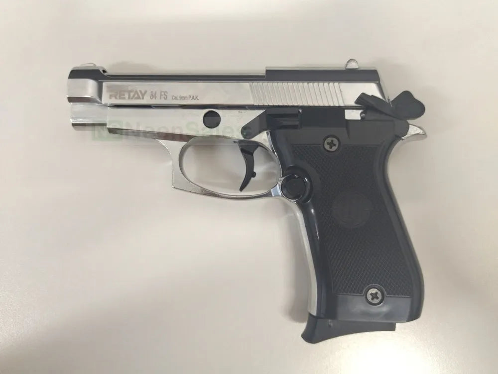 RETAY 84FS BLANK GUN - SHINY CHROME - Tophatter's Army Deals BLANK GUNS - Tophatter Daily Deals