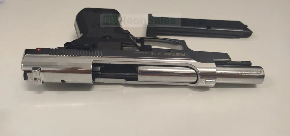 RETAY 84FS BLANK GUN - SHINY CHROME - Tophatter's Army Deals BLANK GUNS - Tophatter Daily Deals