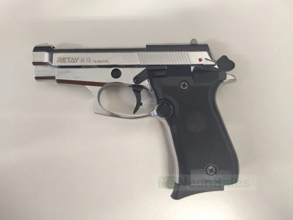 RETAY 84FS BLANK GUN - SHINY CHROME - Tophatter's Army Deals BLANK GUNS - Tophatter Daily Deals