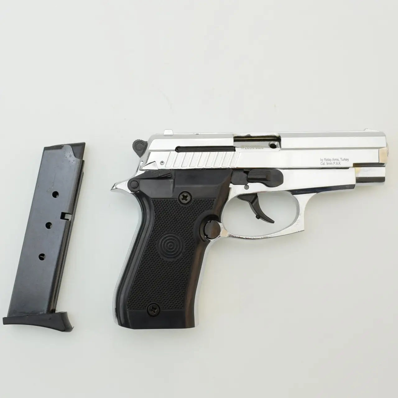 RETAY F29 BLANK GUN - SHINY CHROME - Tophatter's Army Deals BLANK GUNS - Tophatter Daily Deals