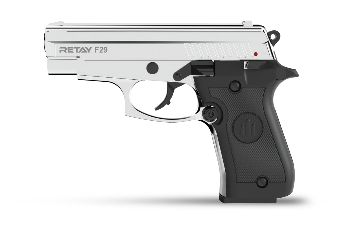 RETAY F29 BLANK GUN - SHINY CHROME - Tophatter's Army Deals BLANK GUNS - Tophatter Daily Deals