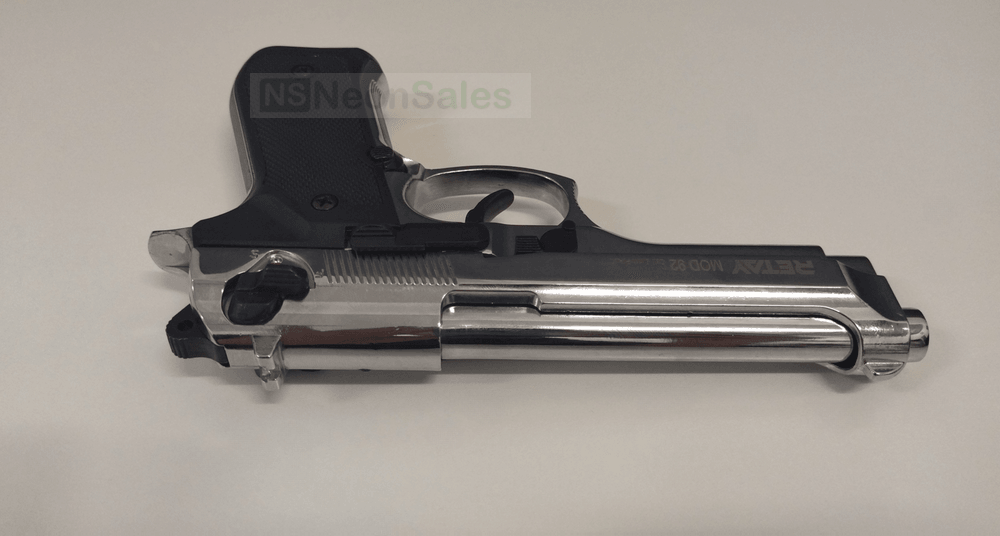 RETAY MOD 92 BLANK GUN- SHINY CHROME - Tophatter's Army Deals BLANK GUNS - Tophatter Daily Deals