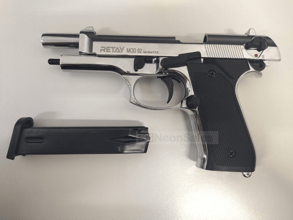 RETAY MOD 92 BLANK GUN- SHINY CHROME - Tophatter's Army Deals BLANK GUNS - Tophatter Daily Deals