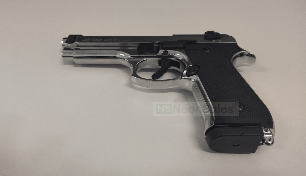RETAY MOD 92 BLANK GUN- SHINY CHROME - Tophatter's Army Deals BLANK GUNS - Tophatter Daily Deals