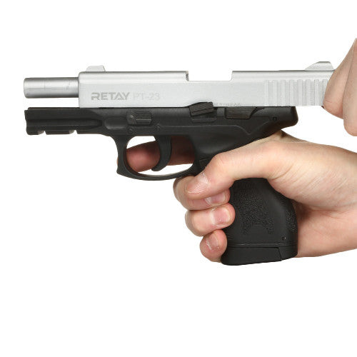 RETAY PT23 BLANK GUN - SHINY CHROME - Tophatter's Army Deals BLANK GUNS - Tophatter Daily Deals