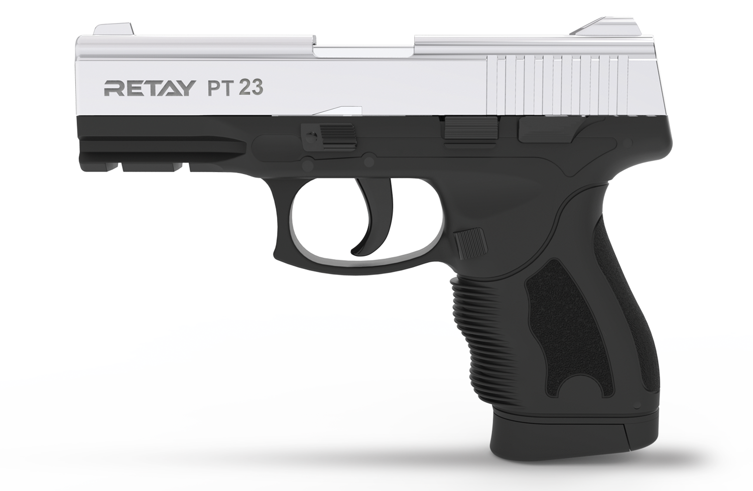 RETAY PT23 BLANK GUN - SHINY CHROME - Tophatter's Army Deals BLANK GUNS - Tophatter Daily Deals