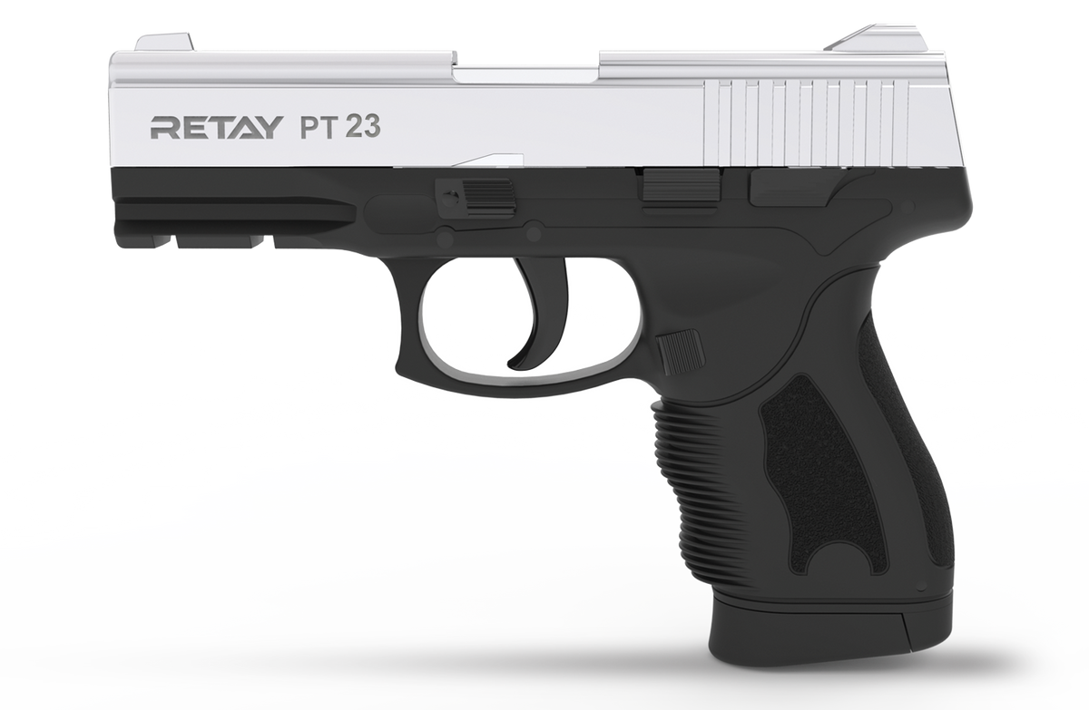 RETAY PT23 BLANK GUN - SHINY CHROME - Tophatter's Army Deals BLANK GUNS - Tophatter Daily Deals