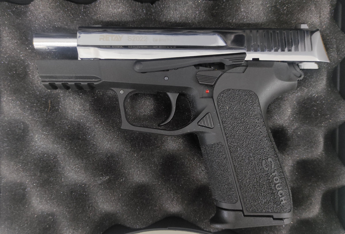 RETAY S2022 BLANK GUN - SHINY CHROME - Tophatter's Army Deals BLANK GUNS - Tophatter Daily Deals