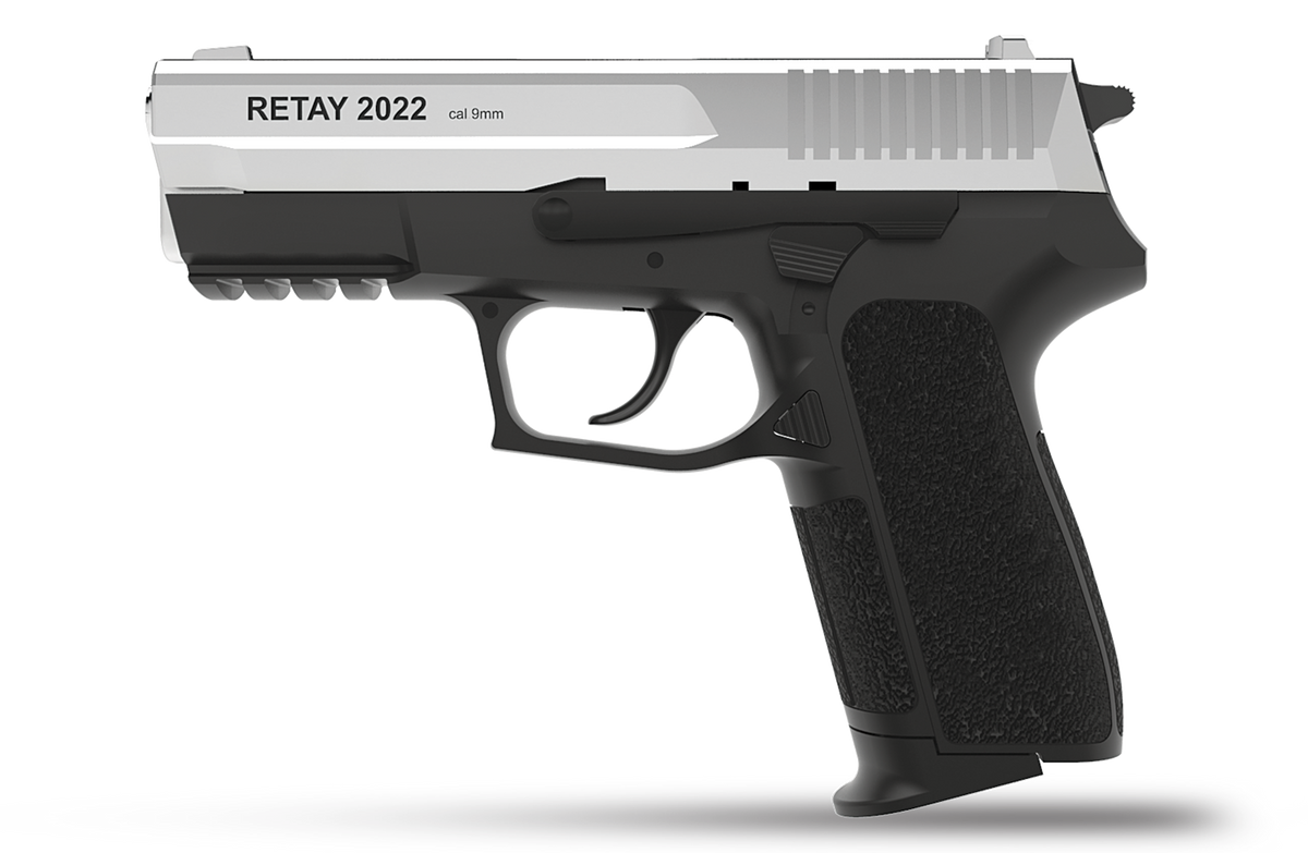 RETAY S2022 BLANK GUN - SHINY CHROME - Tophatter's Army Deals BLANK GUNS - Tophatter Daily Deals