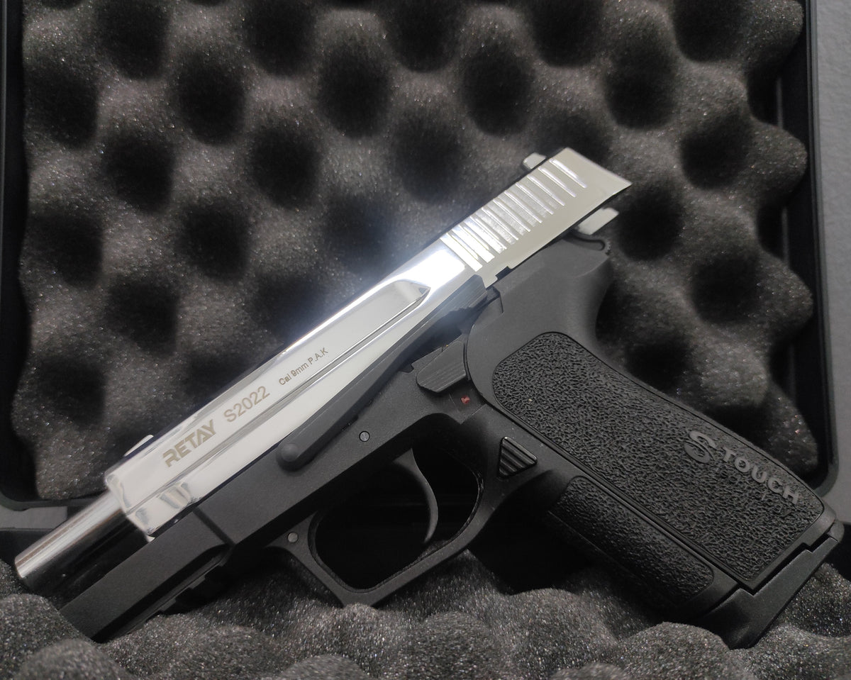 RETAY S2022 BLANK GUN - SHINY CHROME - Tophatter's Army Deals BLANK GUNS - Tophatter Daily Deals