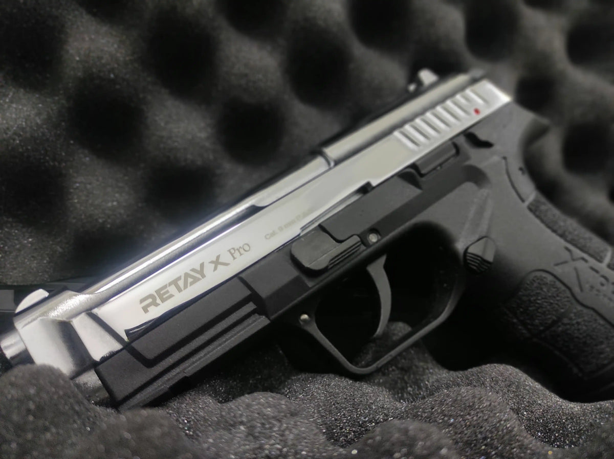 RETAY XPRO BLANK GUN - SHINY CHROME - Tophatter's Army Deals BLANK GUNS - Tophatter Daily Deals