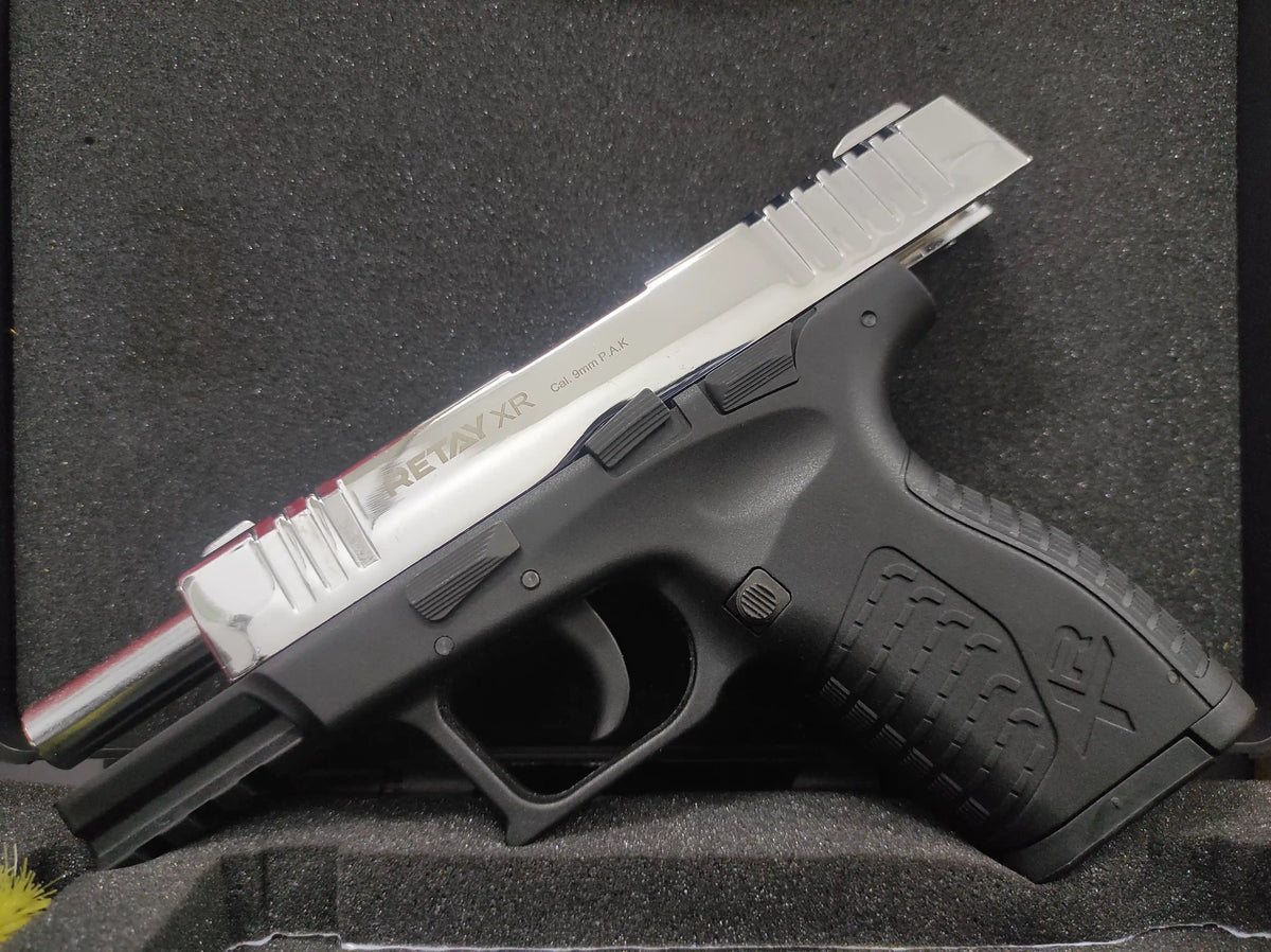 RETAY XR BLANK GUN - SHINY CHROME - Tophatter's Army Deals BLANK GUNS - Tophatter Daily Deals