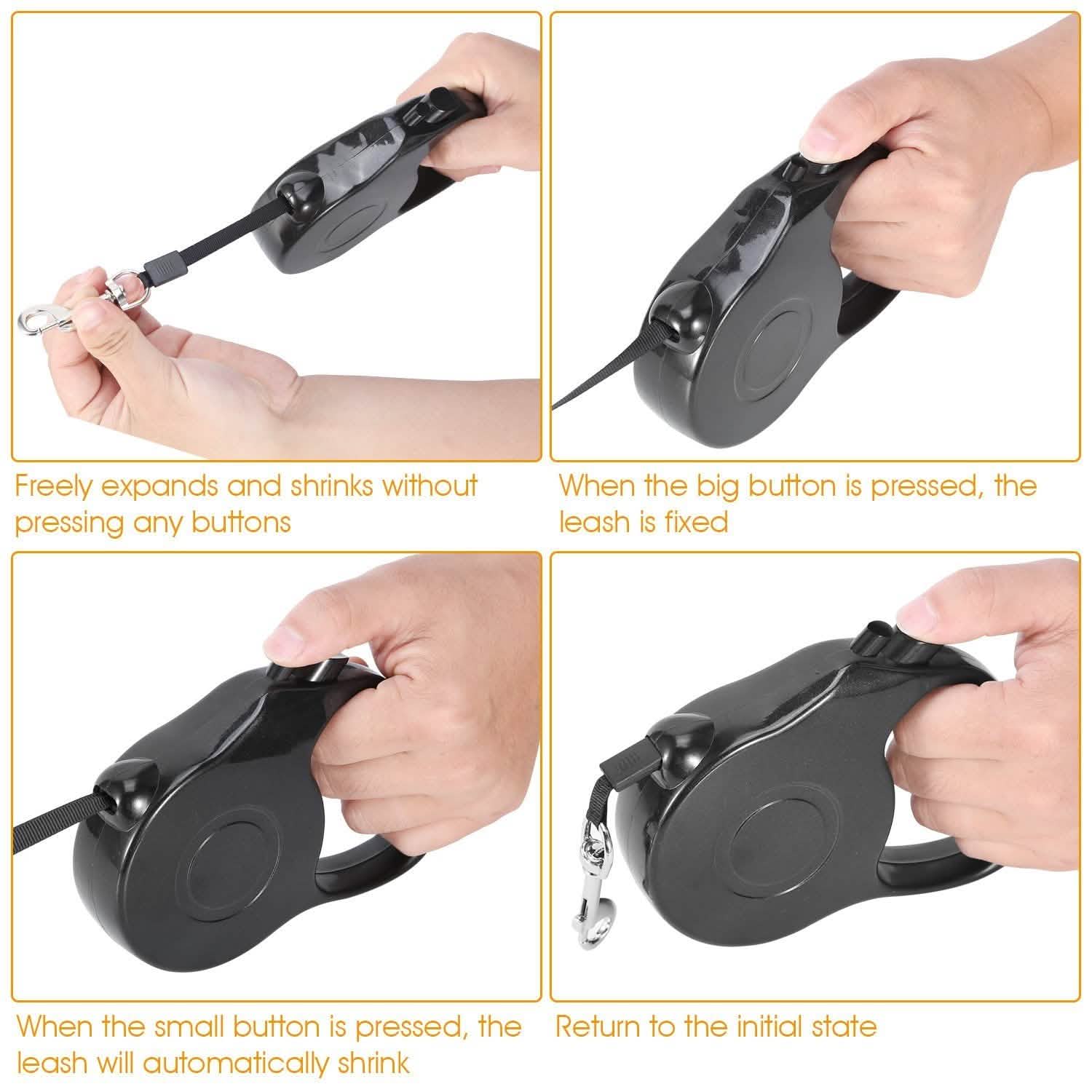 Retractable Dog Leash 16ft Extendable Range Heavy Duty Dog Walking Leash Pet Supplies - Tophatter Daily Deals