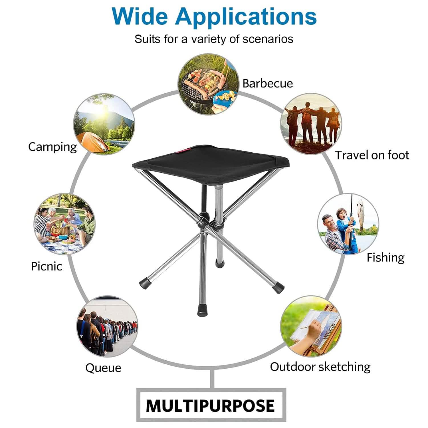 Retractable Portable Folding Chair Easy Set Up Backpacking Stool Outdoor Recreation - Tophatter Daily Deals