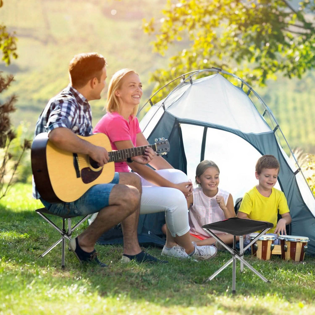 Retractable Portable Folding Chair Easy Set Up Backpacking Stool Outdoor Recreation - Tophatter Daily Deals