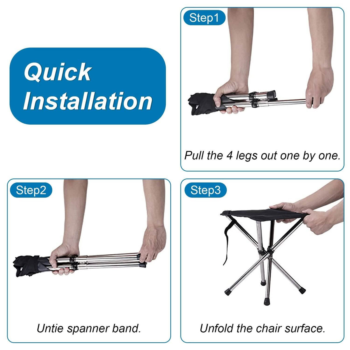 Retractable Portable Folding Chair Easy Set Up Backpacking Stool Outdoor Recreation - Tophatter Daily Deals