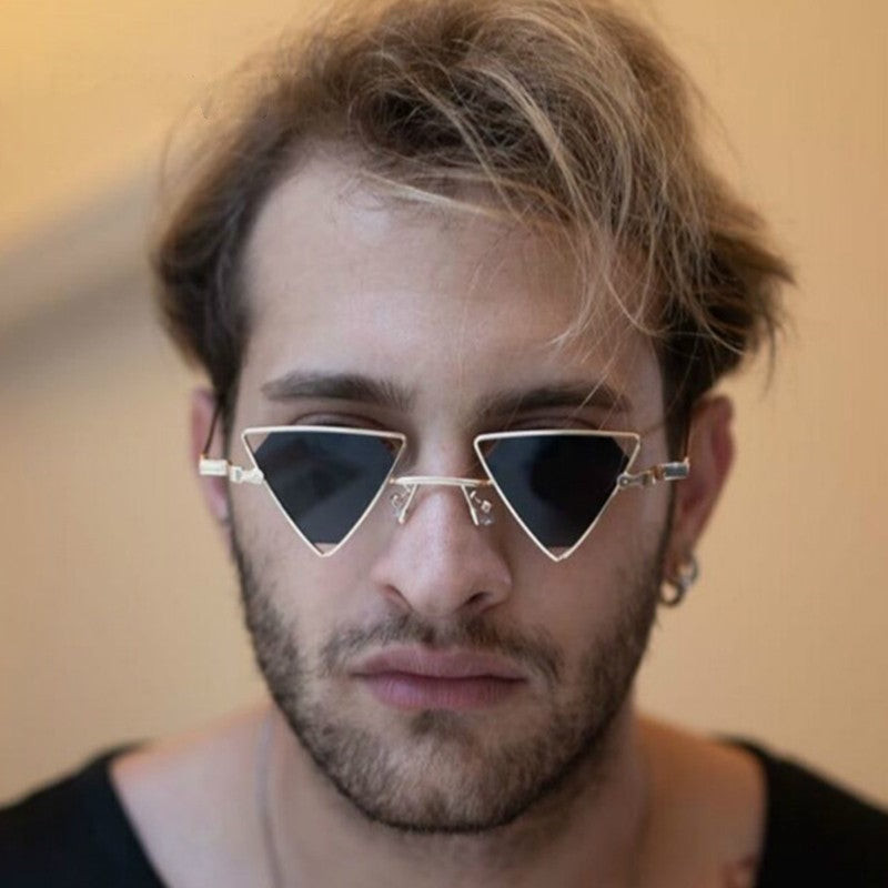 Retro Alloy Triangle Punk Sunglasses Men Hollow Eyewear Sunglasses - Tophatter Daily Deals