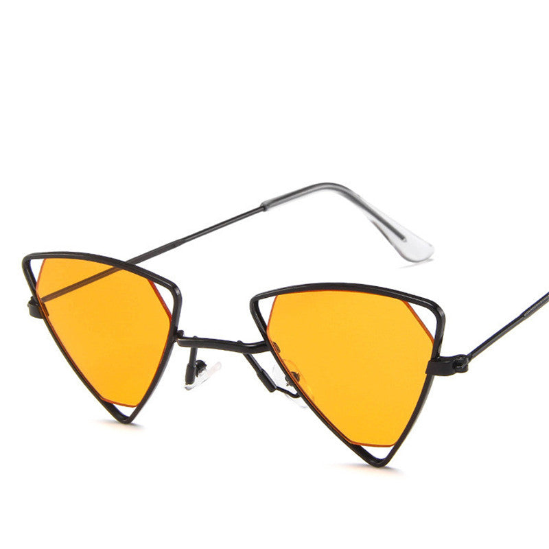 Retro Alloy Triangle Punk Sunglasses Men Hollow Eyewear Black Orange Sunglasses - Tophatter Daily Deals