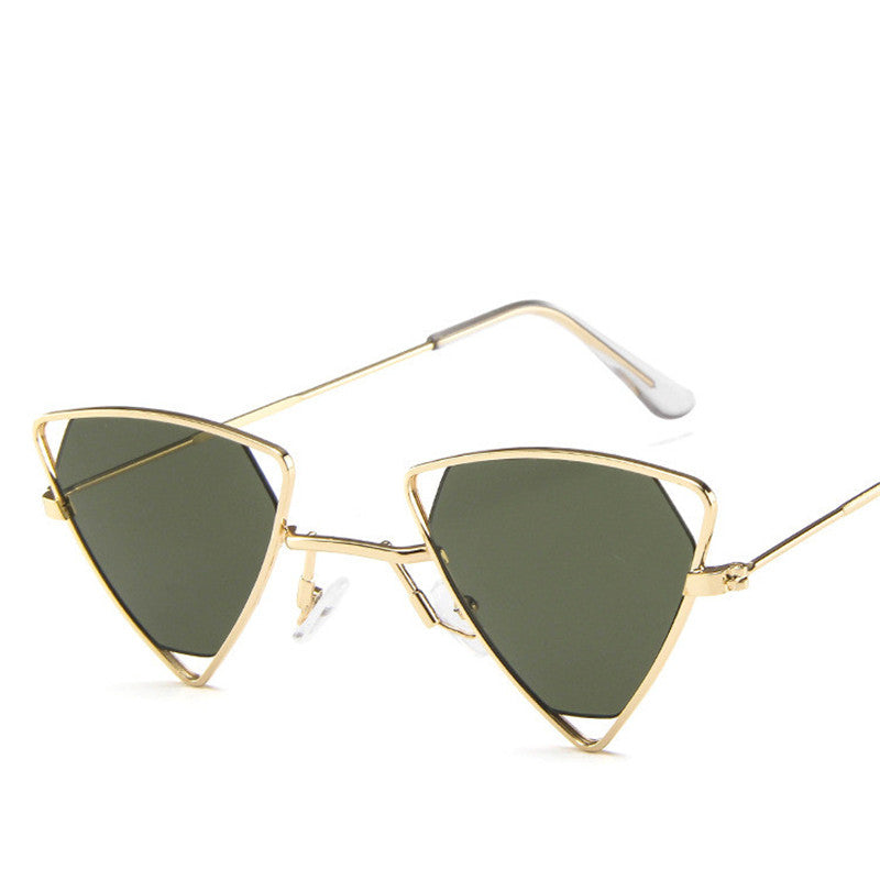 Retro Alloy Triangle Punk Sunglasses Men Hollow Eyewear Gold Dark Green Sunglasses - Tophatter Daily Deals