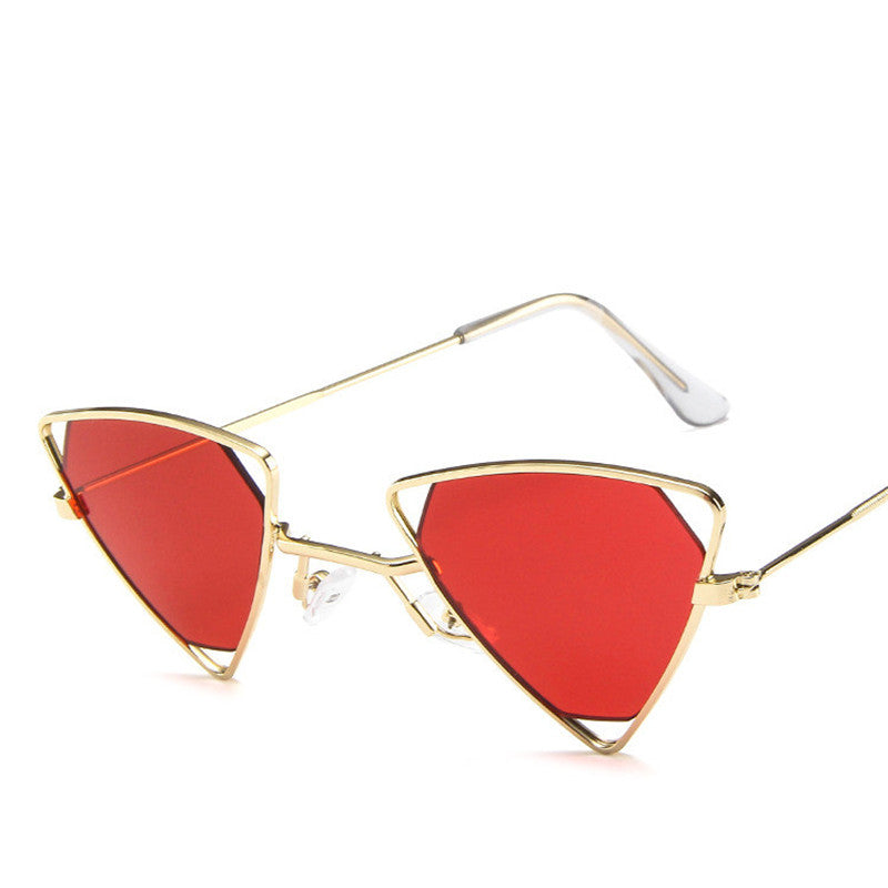 Retro Alloy Triangle Punk Sunglasses Men Hollow Eyewear Gold Red Sunglasses - Tophatter Daily Deals