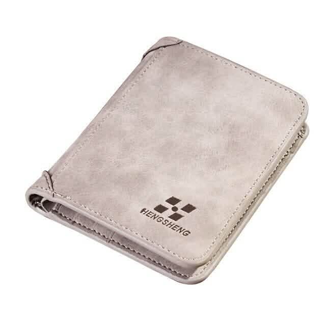 Retro Leather Card Holder for Men Gray Vertical Handbags & Wallets - Tophatter Daily Deals