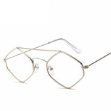 Women Retro Metal Double Beam Wild Punk Eyeglasses Silver Clear Sunglasses - Tophatter Daily Deals