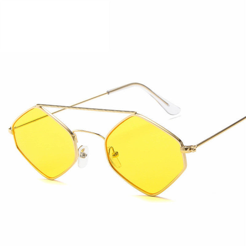 Women Retro Metal Double Beam Wild Punk Eyeglasses Yellow Sunglasses - Tophatter Daily Deals