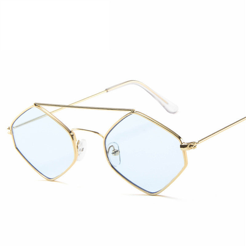 Women Retro Metal Double Beam Wild Punk Eyeglasses Light Blue Sunglasses - Tophatter Daily Deals