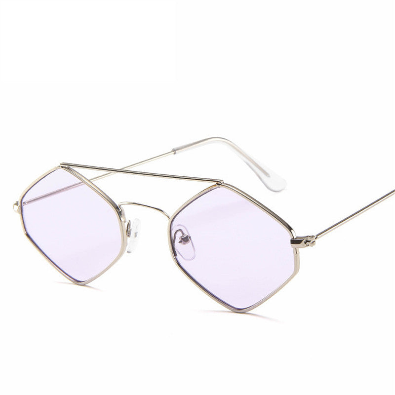 Women Retro Metal Double Beam Wild Punk Eyeglasses Purple Sunglasses - Tophatter Daily Deals