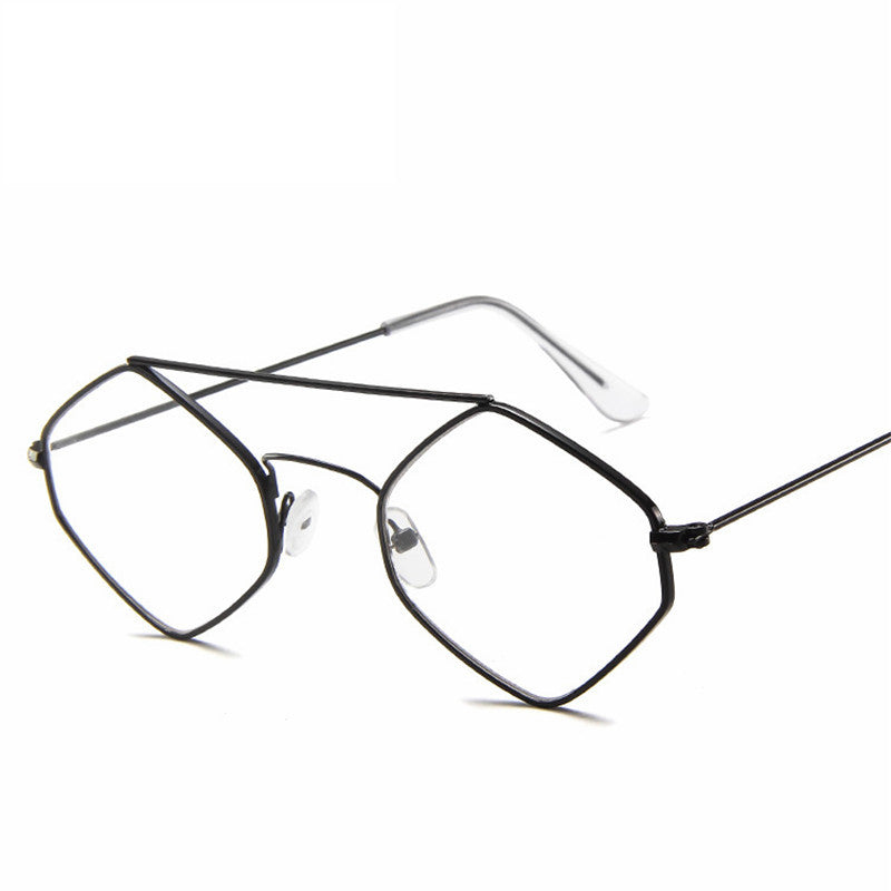 Women Retro Metal Double Beam Wild Punk Eyeglasses Black Clear Sunglasses - Tophatter Daily Deals