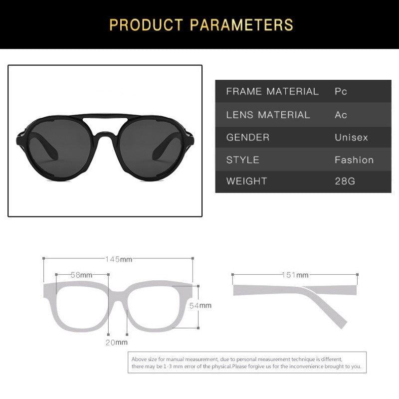 Retro Round Leather Glasses Steam Punk Outdoor Goggles UV400 Sunglasses - Tophatter Daily Deals