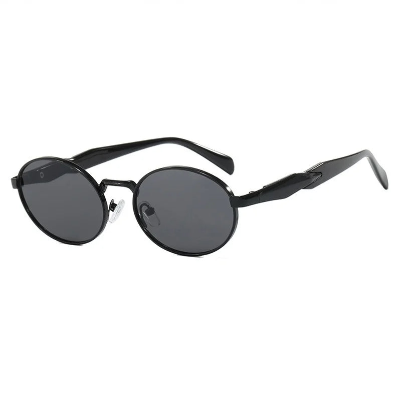 Retro Round Metal Sunglasses Unisex Sun Glasses Black Gray Sunglasses - Tophatter Daily Deals