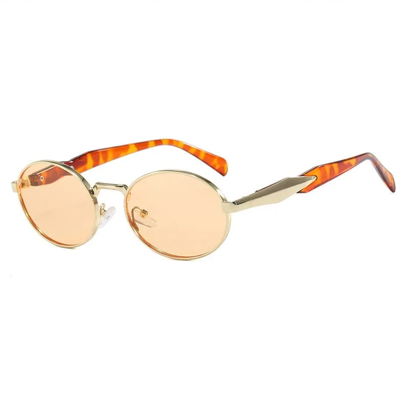 Retro Round Metal Sunglasses Unisex Sun Glasses Gold Champagne Sunglasses - Tophatter Daily Deals