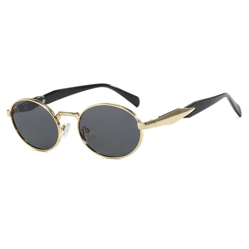 Retro Round Metal Sunglasses Unisex Sun Glasses Gold Gray Sunglasses - Tophatter Daily Deals