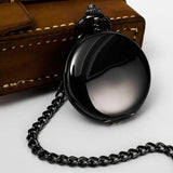 Retro Smooth Men Pocket Watch with Chain Black Watches - Tophatter Daily Deals