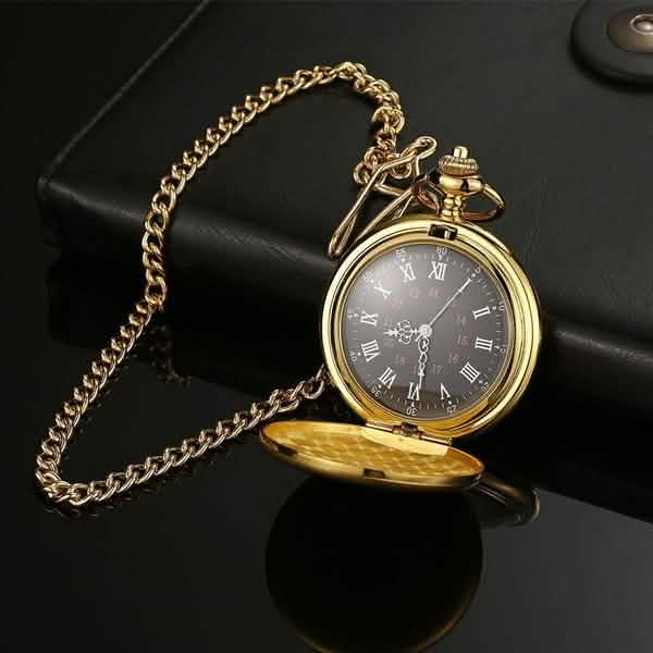 Retro Smooth Men Pocket Watch with Chain Watches - Tophatter Daily Deals