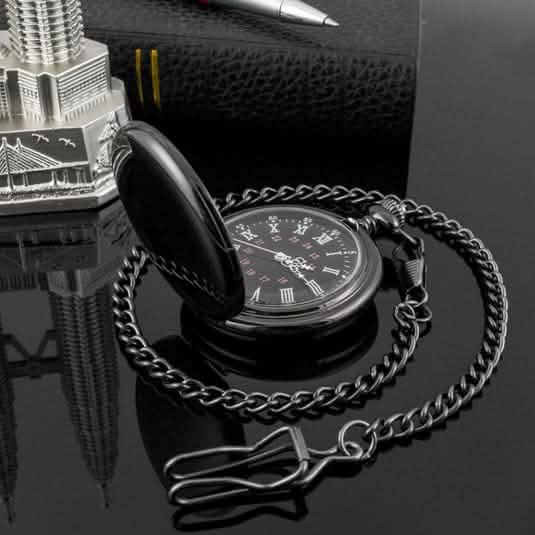 Retro Smooth Men Pocket Watch with Chain Watches - Tophatter Daily Deals