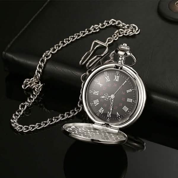 Retro Smooth Men Pocket Watch with Chain Watches - Tophatter Daily Deals