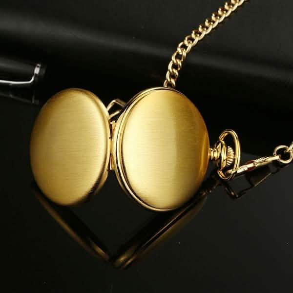 Retro Smooth Men Pocket Watch with Chain Watches - Tophatter Daily Deals