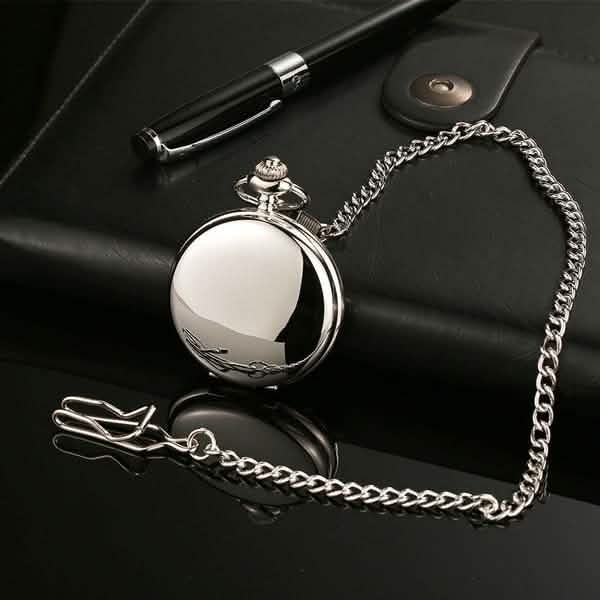 Retro Smooth Men Pocket Watch with Chain Watches - Tophatter Daily Deals
