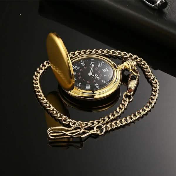 Retro Smooth Men Pocket Watch with Chain Watches - Tophatter Daily Deals